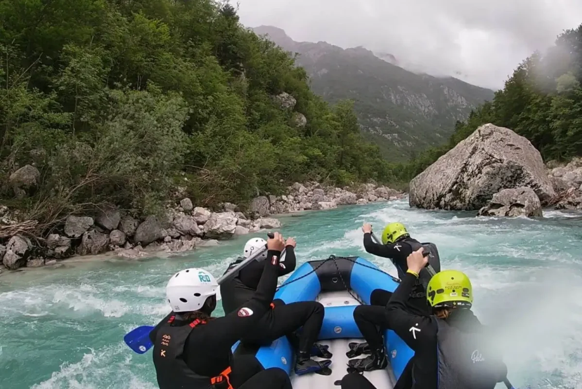 Conquering the rapids in Soča river, Bovec